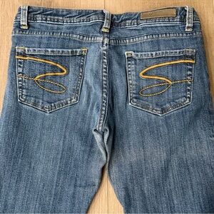 Seven 7 Women's Blue Jeans Size 28x31 Straight Leg Bootcut Med Dark Wash Denim